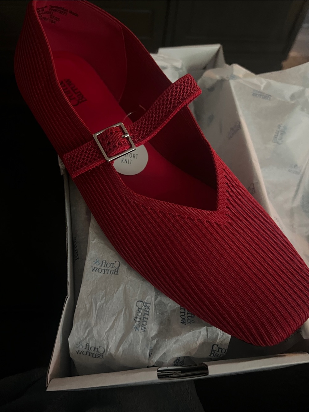 croft & barrow Red Knit Mary Jane Flat with Buckle